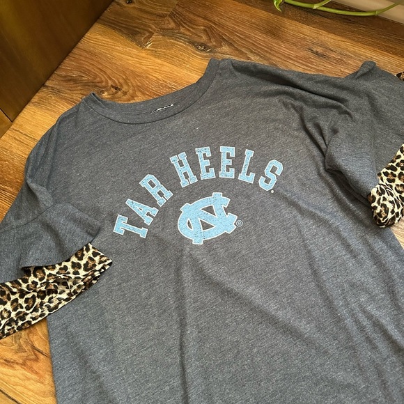 Gray Tar Heels Short Sleeve Tee with Leopard Accents - Picture 2 of 4